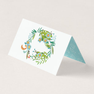 Cartão De Visita Botânica Floral Guest settings Place Card