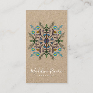 Cartão De Visita Botânica Florista  Yoga Verdura Mandala Kraft