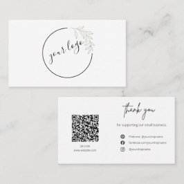 Cartão De Visita Botanical Logo QR Code Thank You Card Business
