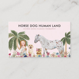 Cartão De Visita Botanical Palm Pink HORSE DOG HUMAN THERAPHY