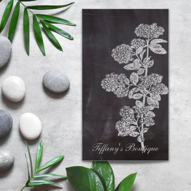 Cartão De Visita Botânico do quadro do quadro do chalkboard da Boêm (Bohemian Chic french country chalkboard botanical Business Card)