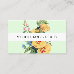 Cartão de Visita Botânico Floral Boho Amarelo