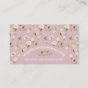 Cartão De Visita Botânico Floral Flor de Blush Selvagem