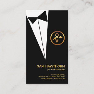 Cartão De Visita Botão Dourado Tuxedo preto Boutonniere