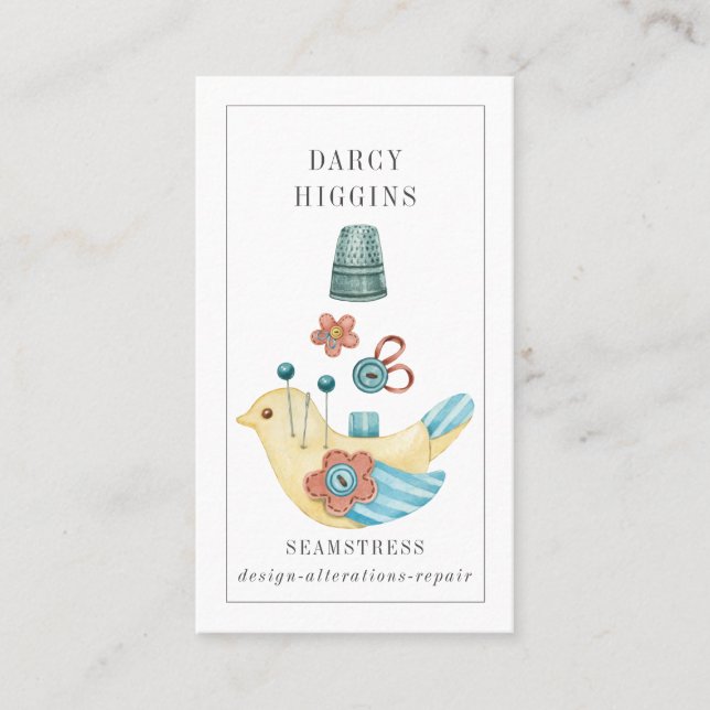 Cartão De Visita Botões de Thimble do Alfinete de Seamstress Tailor (Frente)