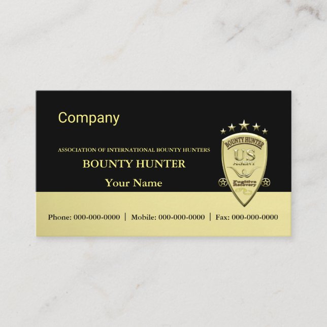 Cartão De Visita Bounty Hunter (Frente)