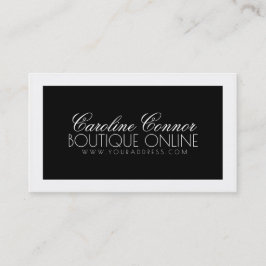 Cartão De Visita Boutique Blogger Online Bold Black White Border