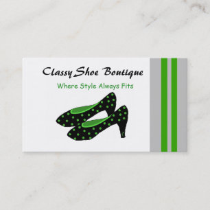Cartão De Visita Boutique Calçado clássico - preto e verde