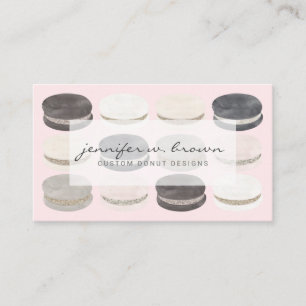 Cartão De Visita Boutique de Macarons Artisanais Tons Terrosos Rosa