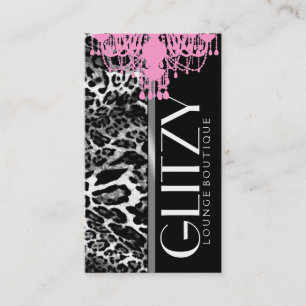 Cartão De Visita Boutique do Glitz 311 - leopardo cor-de-rosa do