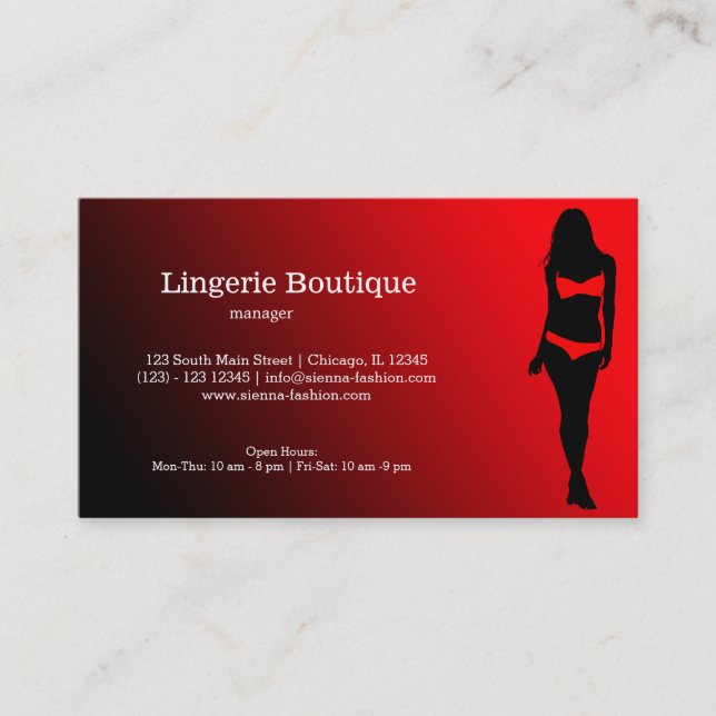 Cartão De Visita Boutique lingerie (Frente)