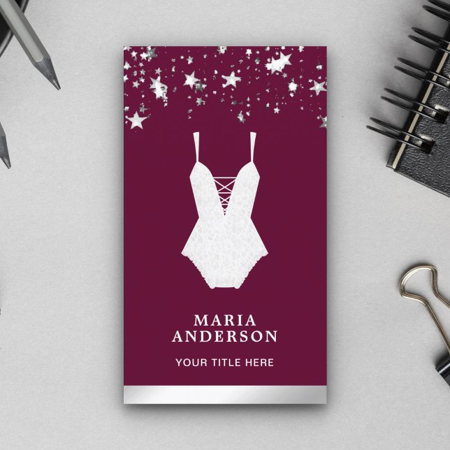 Cartão De Visita Boutique Lingerie de roupa de cama branca (Criador carregado)