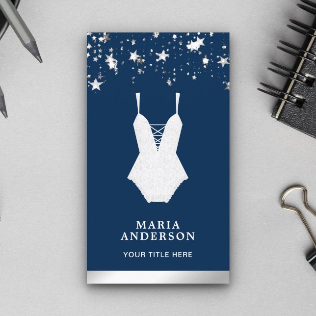 Cartão De Visita Boutique Lingerie de roupa de cama branca (Criador carregado)