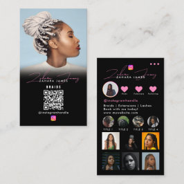 Cartão De Visita Braid Hair Social Photo Grid Social Media QR Code