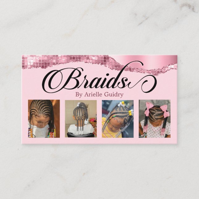 Cartão De Visita Braids Hair Braids Braing Stylist Salon Add Photos (Frente)