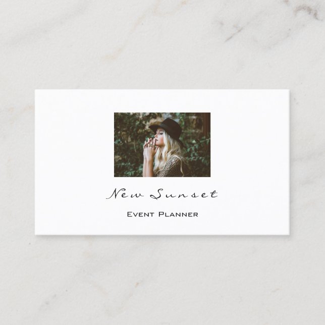 Cartão De Visita Branca de Casamento do Planejador de Eventos de Fo (Frente)