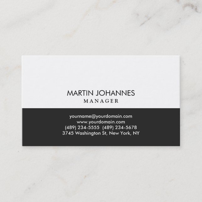 Cartão de visita branca de Cinza profissional (Frente)