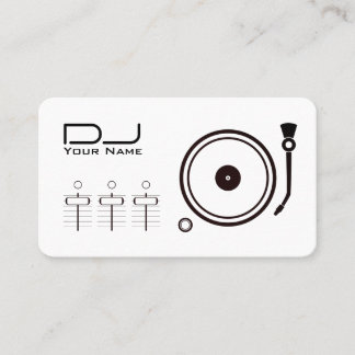 Cartão De Visita Branca de linha preta do jogador DJ profissional m