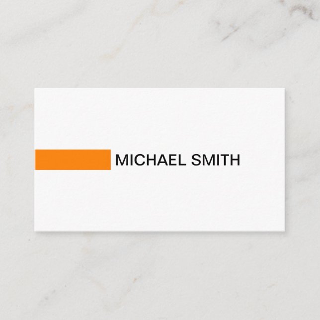 Cartão De Visita Branca de Placa Profissional Elegante Laranja Mode (Frente)