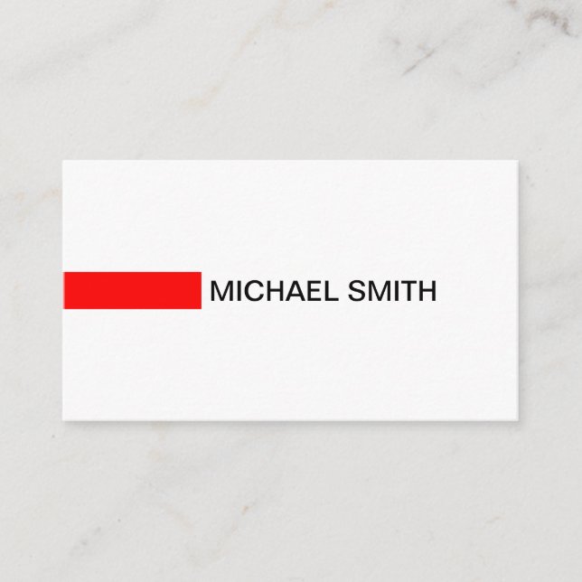 Cartão De Visita Branca de Placa Profissional Elegante Vermelha Mod (Frente)