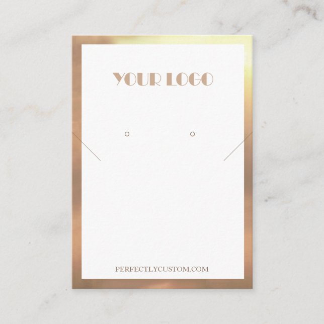 Cartão De Visita Branca Dourada Colar moderno brincos (Frente)