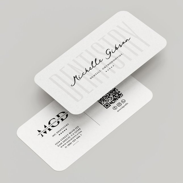 Cartão De Visita Branca Elegante Dentista Dental Cosmético (Cosmetic Dentist Dental Aesthetic Elegant White Business Card
)