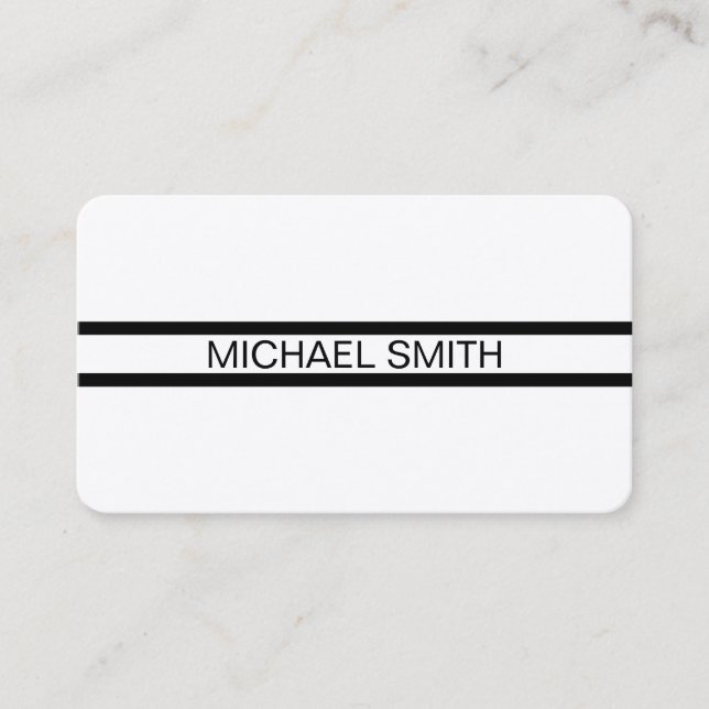 Cartão De Visita Branca Preta Moderna Elegante Profissional (Frente)