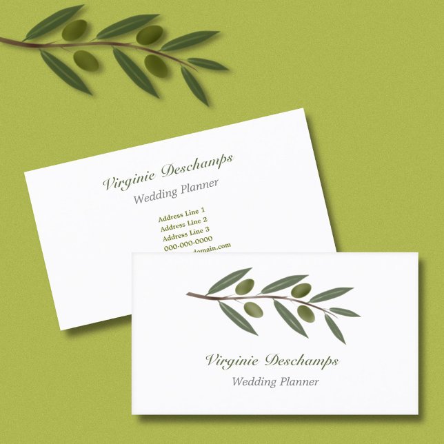 Cartão De Visita Branch de Oliveiras de Aquarela (Watercolor Olive Branch Business Card)