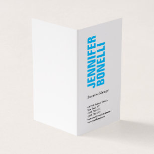 Cartão De Visita Branco azul-azul moderno e minimalista profissiona