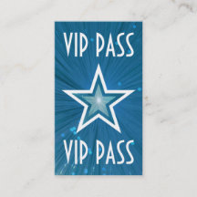 Cartão de visita branco azul de 'VIP PASS'