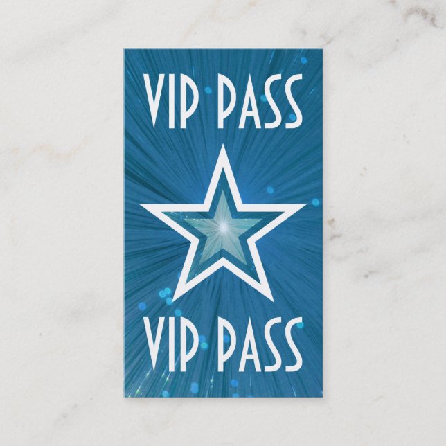 Cartão de visita branco azul de 'VIP PASS' (Frente)