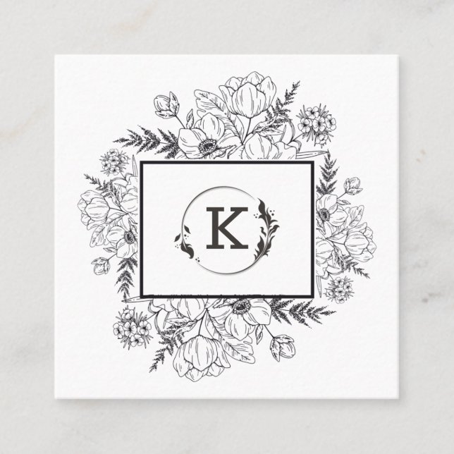 Cartão de visita Branco Botânico Moderno (Frente)