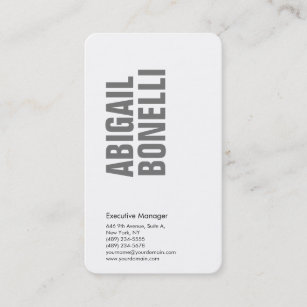 Cartão De Visita Branco cinzento moderno corajoso minimalista