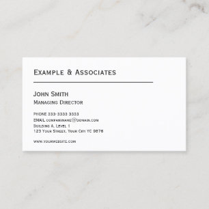 Cartão de visita branco clássico com o seu logotip