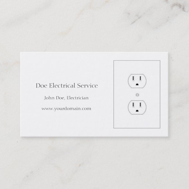 Cartão De Visita Branco clássico do eletricista/contratante (Frente)