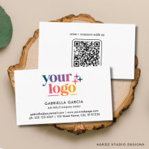 Cartão de Visita Branco Código QR Logo Básico