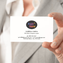 Cartão de Visita Branco Código QR Logotipo Moderno