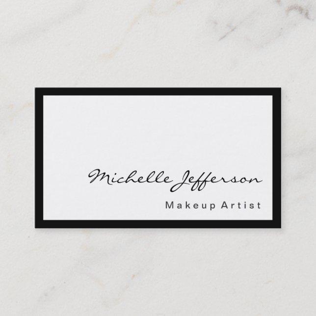 Cartão de visita Branco da Caligrafia de Borda Neg (Frente)