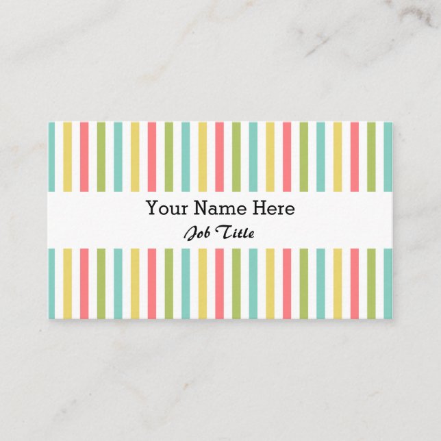 Cartão de visita branco Dazzle Stripe Classic (Frente)