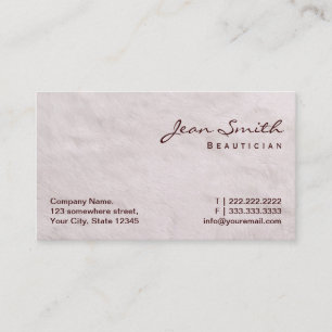 Cartão de visita branco do Beautician da textura