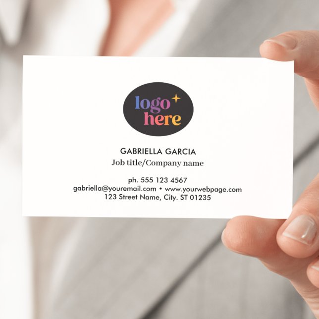 Cartão de visita branco do código QR do logotipo m (Front side of card shown in 3.5 x 2.0 inch, add your QR Code on the backside.)