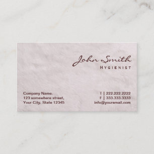 Cartão de visita branco do higienista da textura