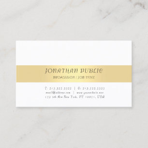 Cartão De Visita Branco Dourado Elegante Minimalista Moderno