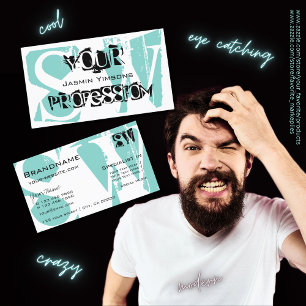 Cartão De Visita Branco e preto moderno com Na moda inicial