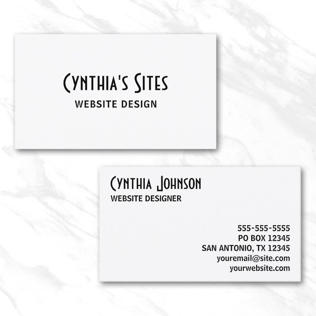 Cartão De Visita Branco e Preto Retro Bold (White and Black Retro Bold Business Card)