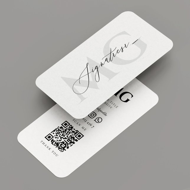 Cartão De Visita Branco elegante para profissionais de assinatura m (Modern Signature Professional Elegant White Business Card
)