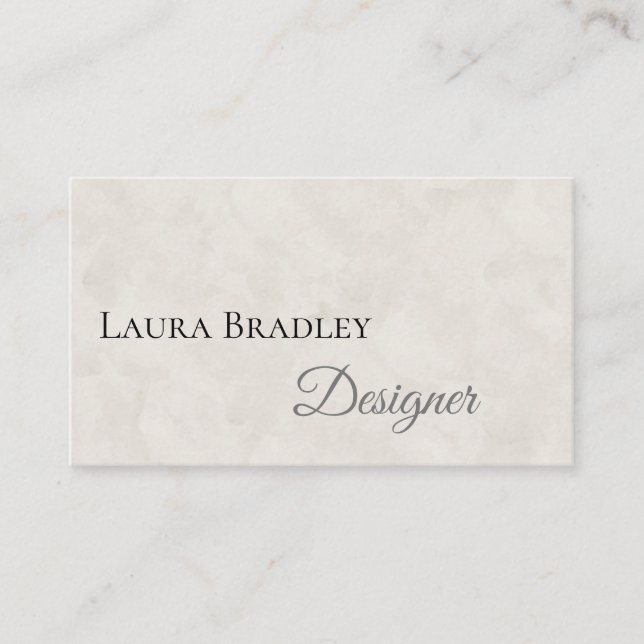 Cartão De Visita Branco Elegante Simples com Script Preto (Frente)