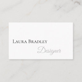 Cartão De Visita Branco Elegante Simples com Script Preto