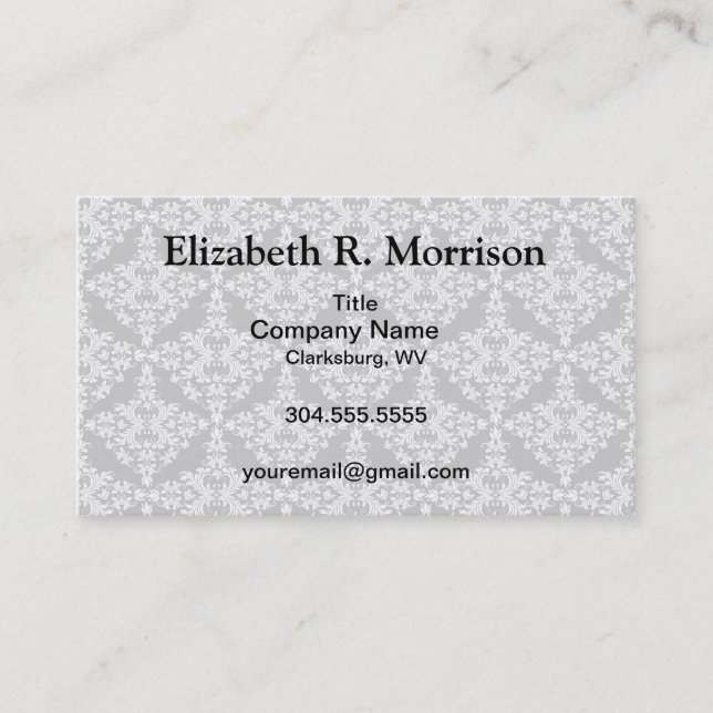 Cartão De Visita Branco feminino em preto (Frente)