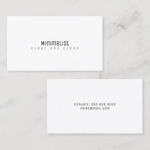 Cartão De Visita branco limpo & claro elegante minimalista